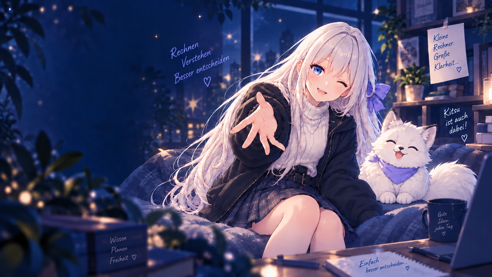 Rechiko und Kitsu in einer gemütlichen nächtlichen Szene